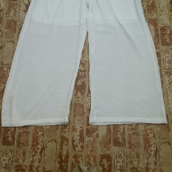 Pants Wide Leg Palazzo White Pull on High rise Lightweight Beachy NEW - Picture 4 of 6